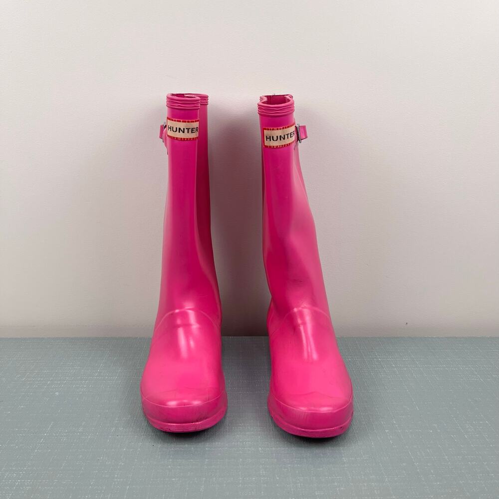 Hunter Kids Original Gloss Tall Rain Boots Pink 3 - Picture 2 of 10